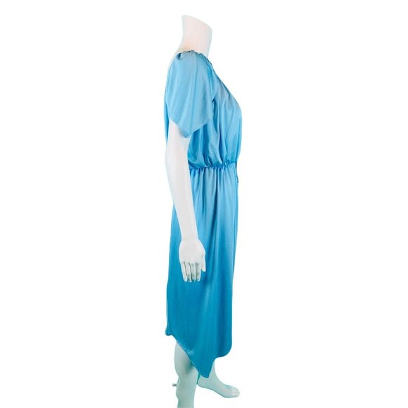 Vintage 1970s Blue Grecian Dress Cape Style Party Disco | W 23-30" - Picture 7 of 9